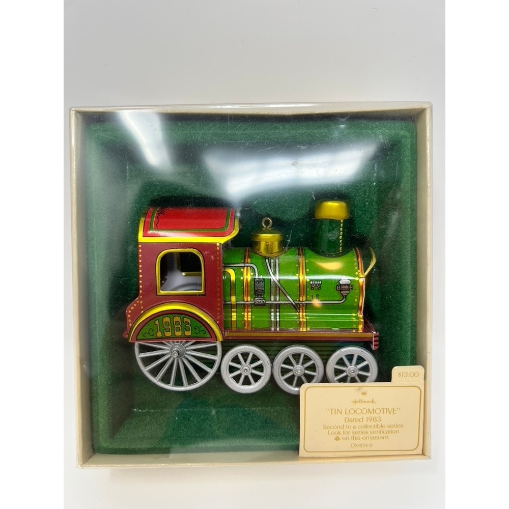 SIGNED Linda Sickman 1983 Hallmark Tin Locomotive Ornament QX404-9 Box Artist